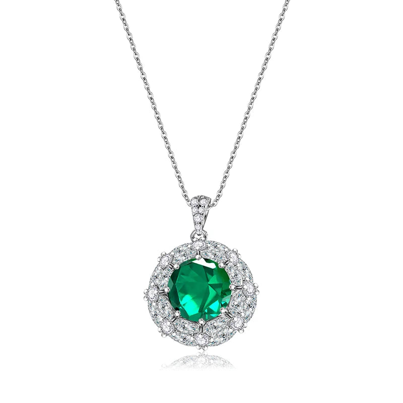 sterling silver jewelry - 925 Silver Blue Necklace Pendant SLM0024N-Green-40-45cm AJ detail view