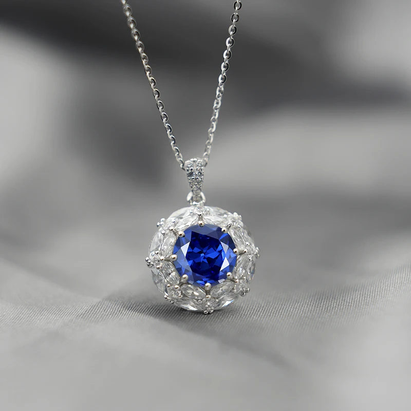 sterling silver jewelry - 925 Silver Blue Necklace Pendant SLM0024N-Green-40-45cm AJ open view