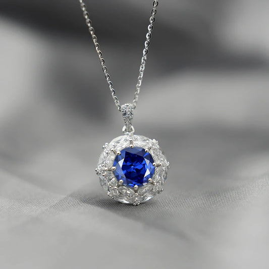 sterling silver jewelry - 925 Silver Blue Necklace Pendant SLM0024N-Green-40-45cm AJ open view