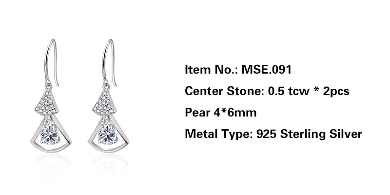 sterling silver jewelry - 925 Silver Earrings SLM0011E-0.5 CT * 2 detail view