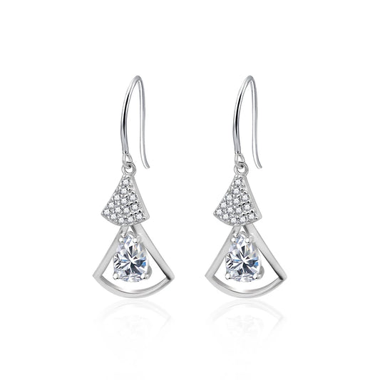 sterling silver jewelry - 925 Silver Earrings SLM0011E-0.5 CT * 2 front view