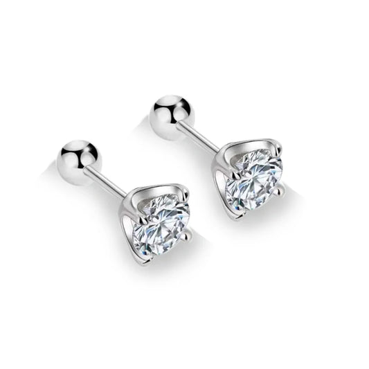 sterling silver jewelry - 925 Silver Earrings SLM0012E-0.3 CT * 2 front view