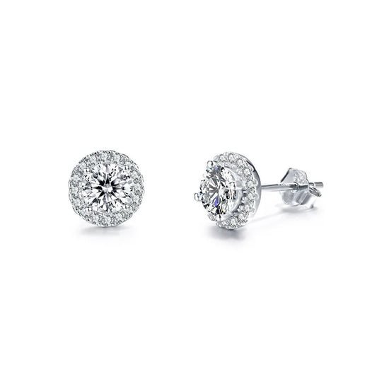 sterling silver jewelry - 925 Silver Earrings SLM0013E-0.5CT * 2 front view