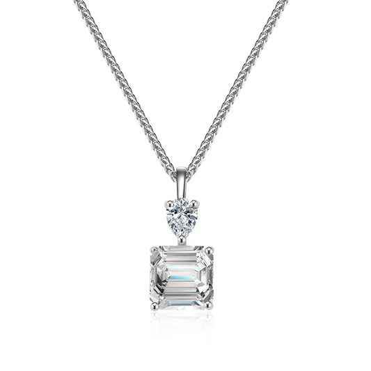 sterling silver jewelry - 925 Silver Necklace Pendant SLM0032N-White-40-45cm AJ front view
