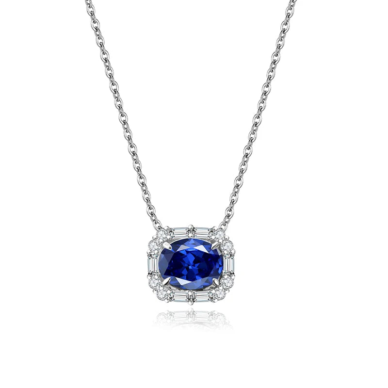 sterling silver jewelry - 925 Silver Blue Necklace Pendant SLM0033N-Green-40-45cm AJ front view
