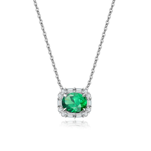 sterling silver jewelry - 925 Silver Blue Necklace Pendant SLM0033N-Green-40-45cm AJ open view