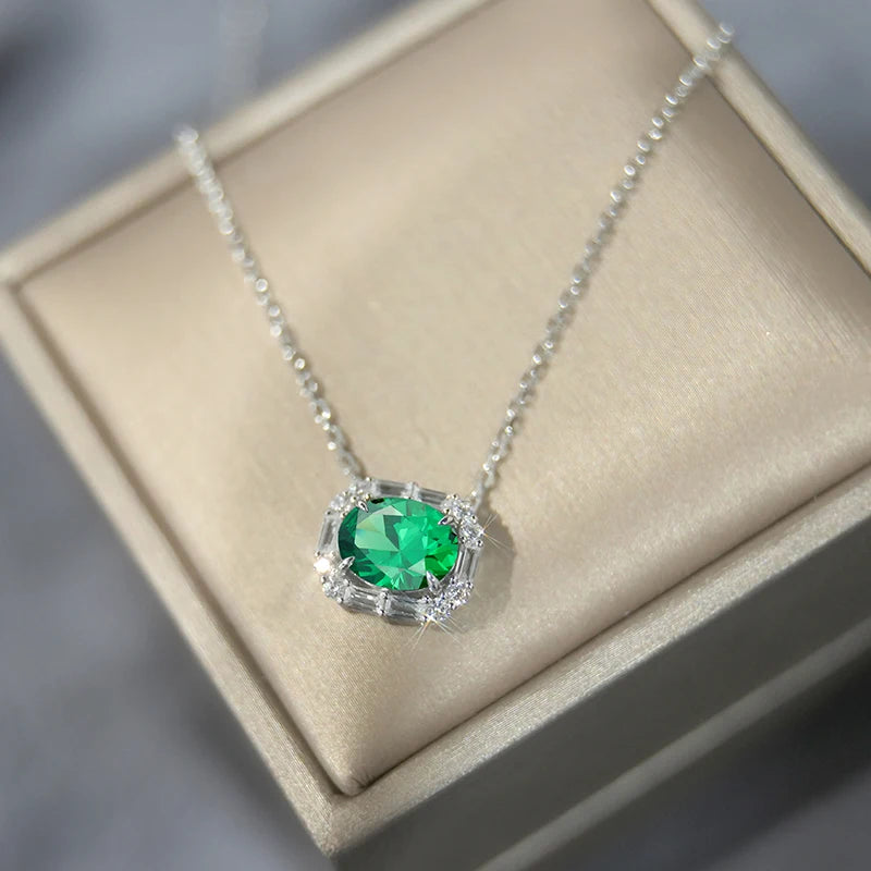 sterling silver jewelry - 925 Silver Blue Necklace Pendant SLM0033N-Green-40-45cm AJ product view 05