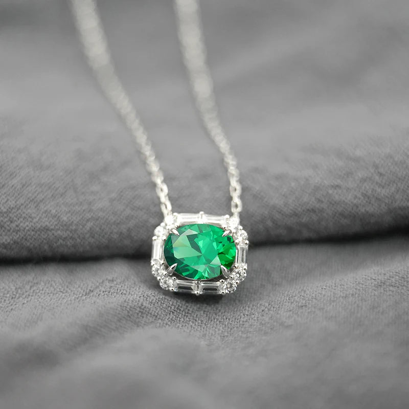 sterling silver jewelry - 925 Silver Blue Necklace Pendant SLM0033N-Green-40-45cm AJ product view 06