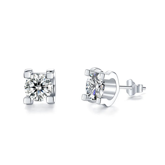 sterling silver jewelry - 925 Silver Earrings SLM0014E-0.5CT * 2 front view
