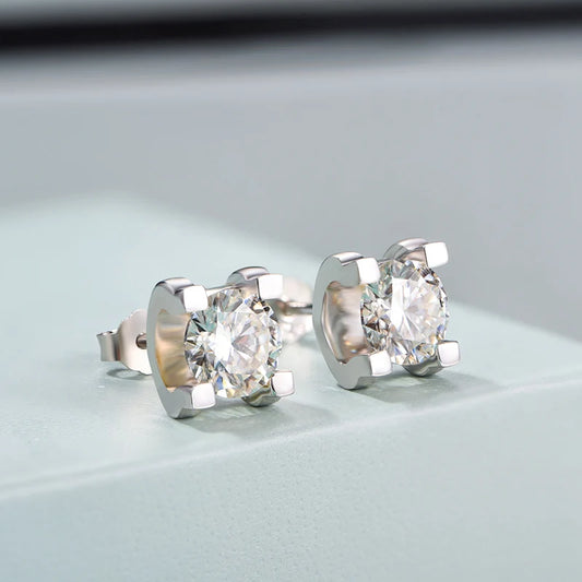 sterling silver jewelry - 925 Silver Earrings SLM0014E-0.5CT * 2 open view