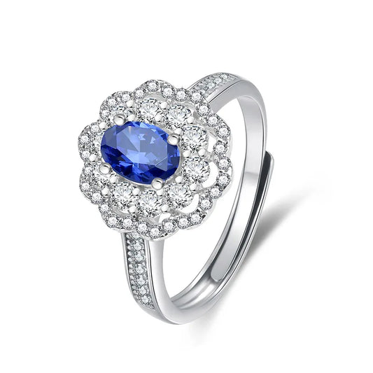 sterling silver jewelry - 925 Blue Green Ring SLM0031R-Blue-AJ front view