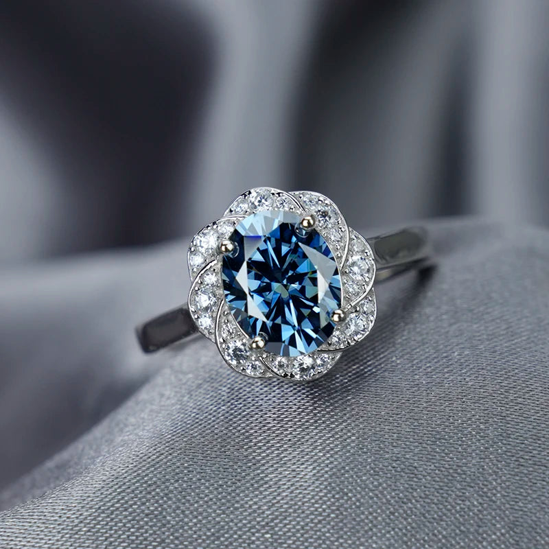 sterling silver jewelry - Blue Silver Ring SLM0032R-Blue-AJ detail view