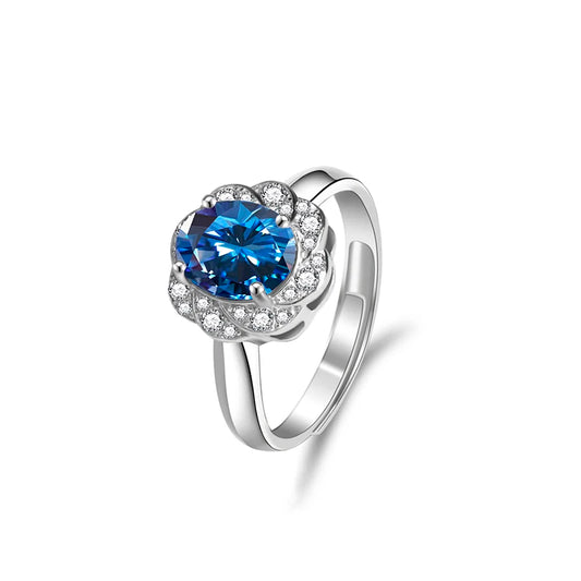 sterling silver jewelry - Blue Silver Ring SLM0032R-Blue-AJ front view