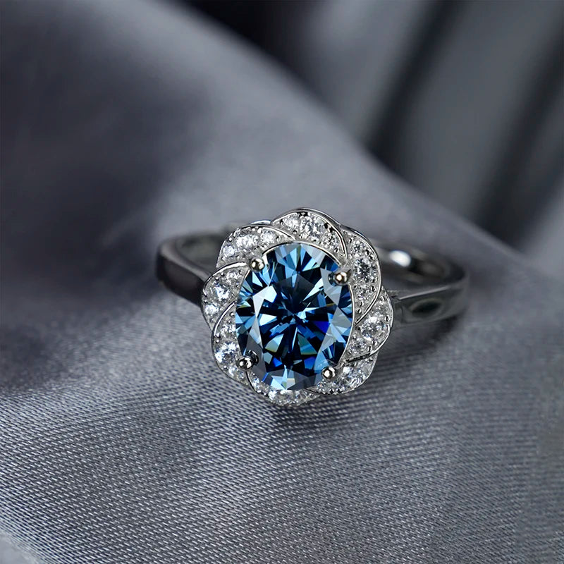 sterling silver jewelry - Blue Silver Ring SLM0032R-Blue-AJ open view