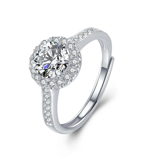 sterling silver jewelry - 925 Silver Ring SLM0015R-1.0 CT-AJ front view