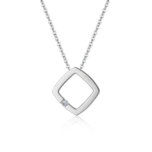 sterling silver jewelry - 925 Silver Pendant Necklace SLM0012N-1 CT-45cm front view