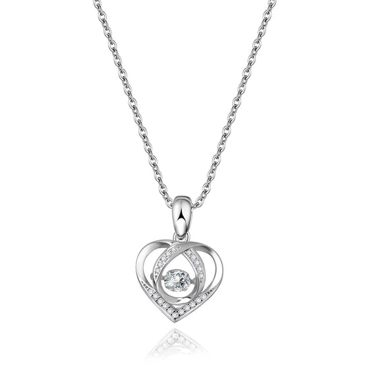 sterling silver jewelry - Silver Pendant Necklace SLM0035N-White-40-45cm AJ front view