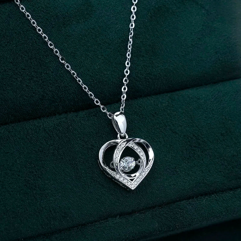 sterling silver jewelry - Silver Pendant Necklace SLM0035N-White-40-45cm AJ side view