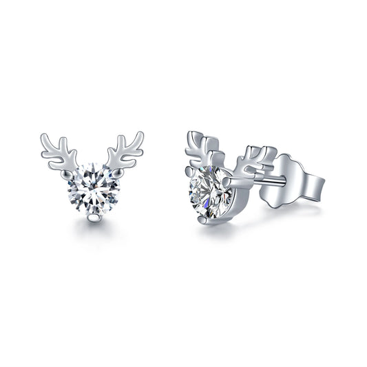 sterling silver jewelry - 925 Silver Earrings SLM0008E-0.3ct*2-White front view