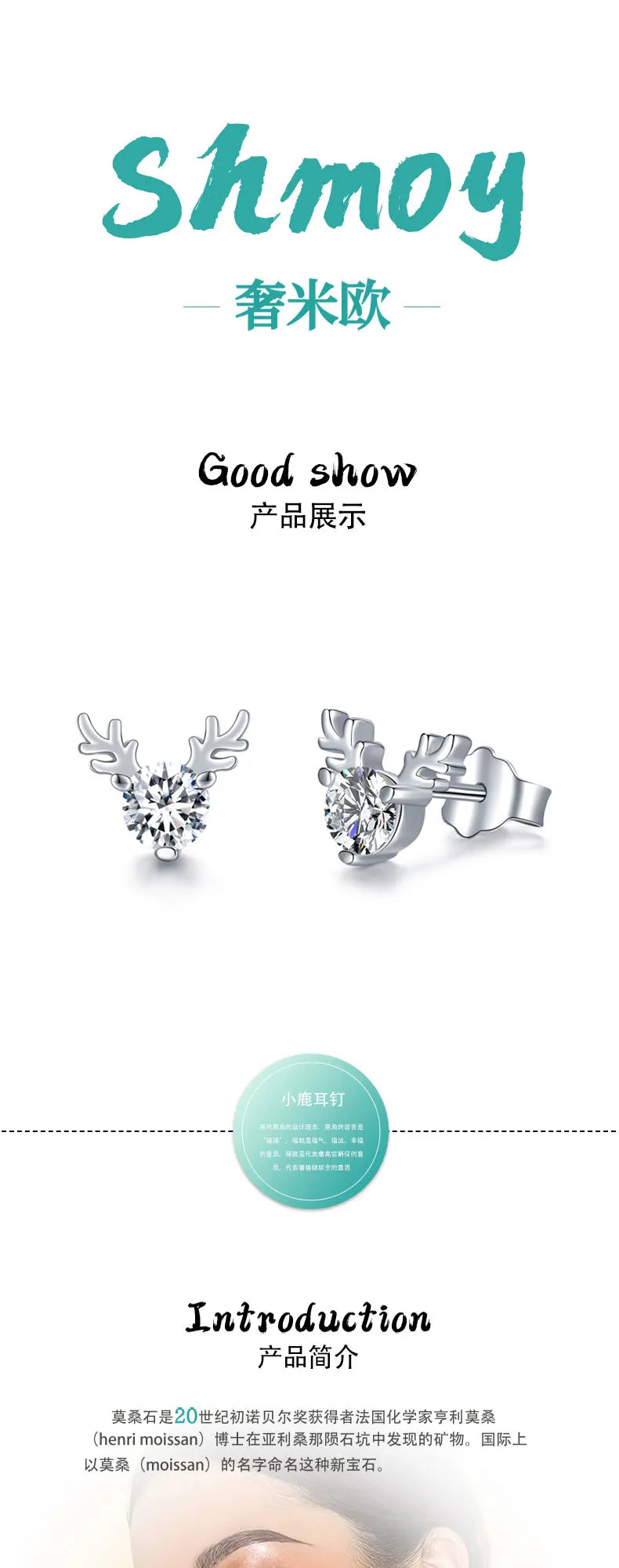 sterling silver jewelry - 925 Silver Earrings SLM0008E-0.3ct*2-White product view 05