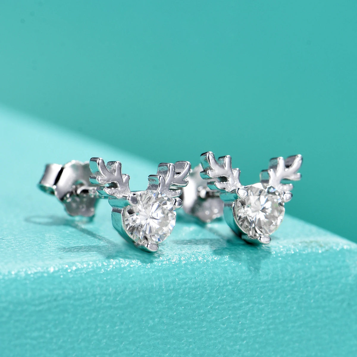 sterling silver jewelry - 925 Silver Earrings SLM0008E-0.3ct*2-White side view