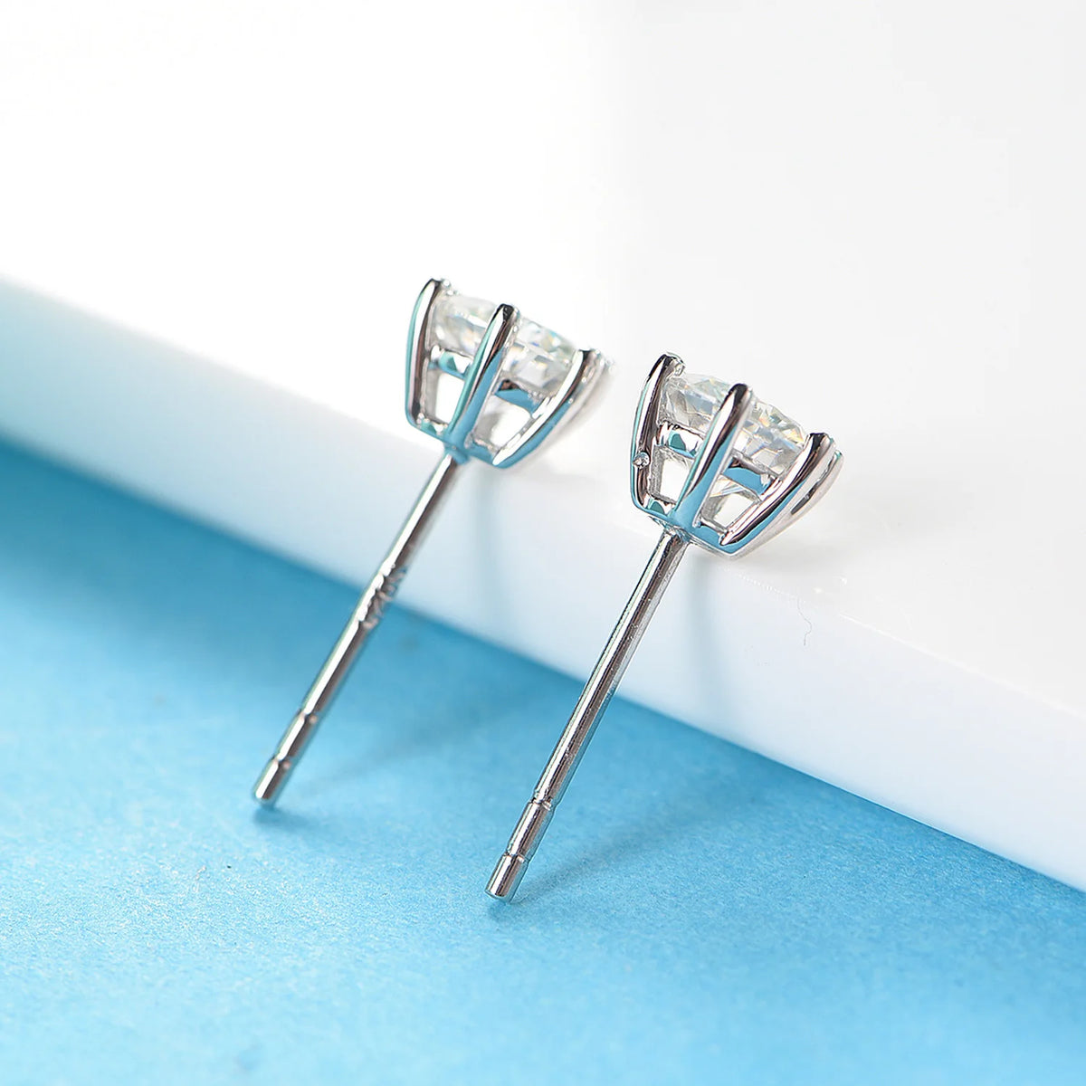 sterling silver jewelry - 925 Silver Earrings SLM0016E-1ct*2-White detail view