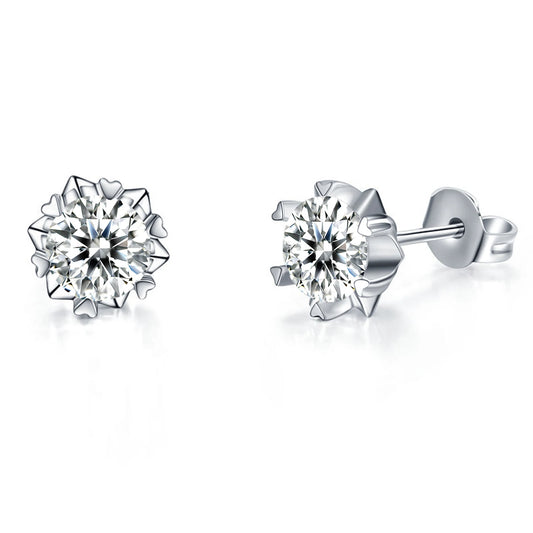 sterling silver jewelry - 925 Silver Earrings SLM0016E-1ct*2-White front view