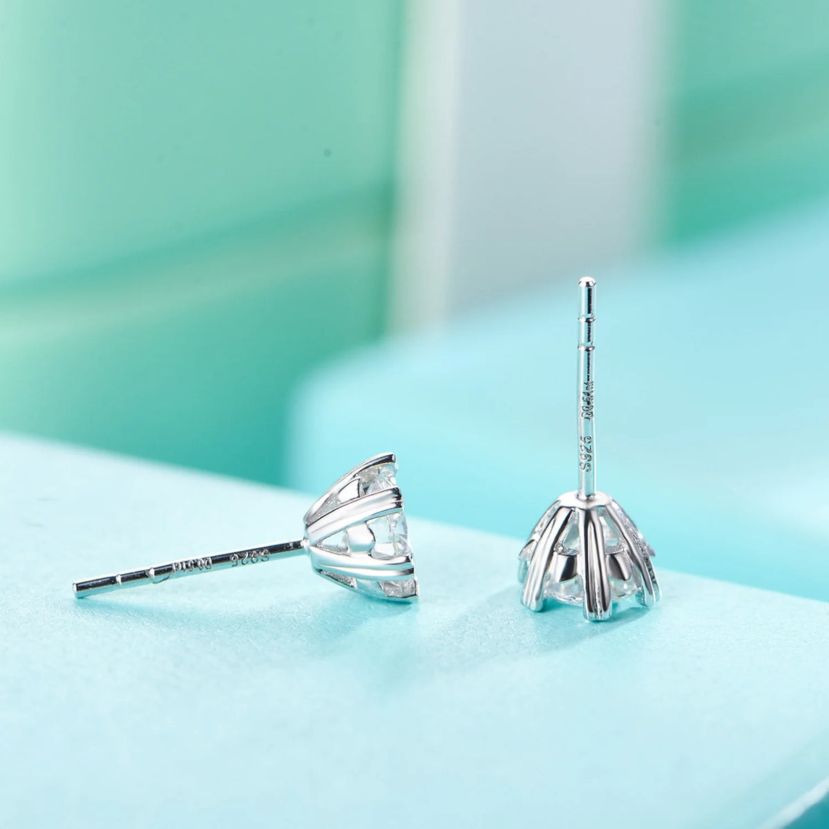 sterling silver jewelry - 925 Silver Earrings SLM0016E-1ct*2-White product view 05