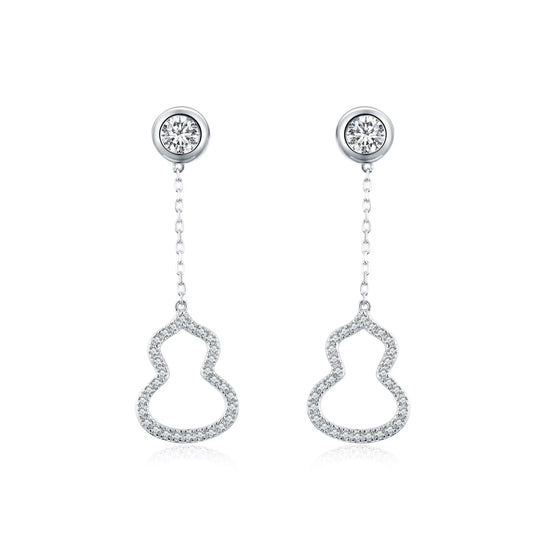 sterling silver jewelry - 925 Silver Earrings SLM0018E-0.1ct*2-White front view