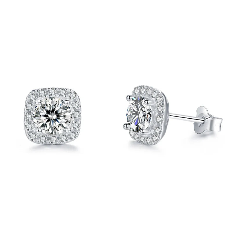 sterling silver jewelry - 925 Silver Earrings SLM0017E-0.5 CT * 2 front view