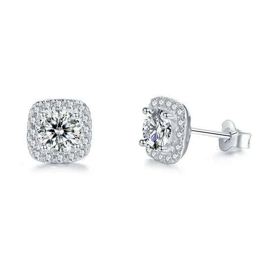 sterling silver jewelry - 925 Silver Earrings SLM0017E-0.5 CT * 2 front view