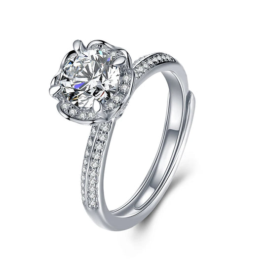sterling silver jewelry - 925 Silver Ring SLM0034R-1.0 CT-AJ front view