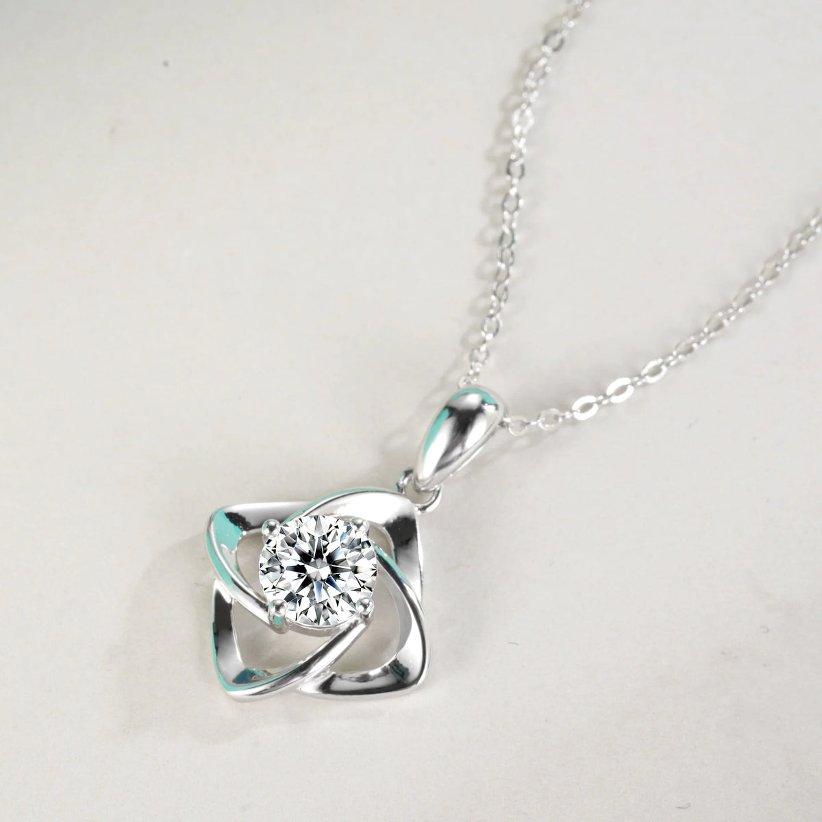 sterling silver jewelry - 925 Silver Pendant Necklace SLM0038N-1 CT-40-45cm AJ side view