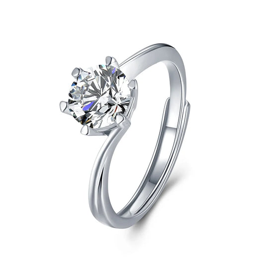 sterling silver jewelry - 925 Silver Ring SLM0040R-1.0 CT-AJ front view