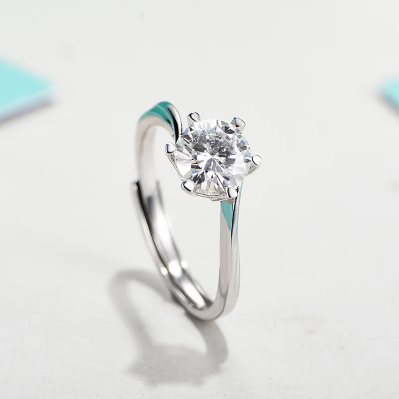 sterling silver jewelry - 925 Silver Ring SLM0040R-1.0 CT-AJ side view