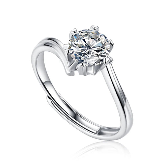 sterling silver jewelry - 925 Silver Ring SLM0041R-1.0 CT-AJ front view