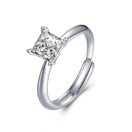 sterling silver jewelry - 925 Silver Ring SLM0042R-1.0 CT-AJ front view