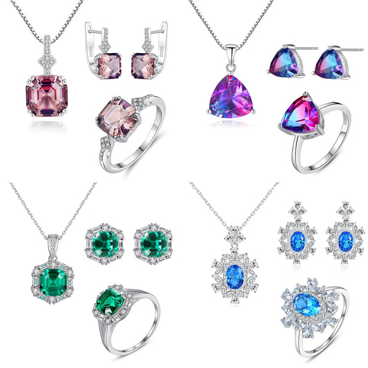 sterling silver jewelry - 925 Silver Ring Necklace Earring SLZ0002SET-TLTZ024-7 front view