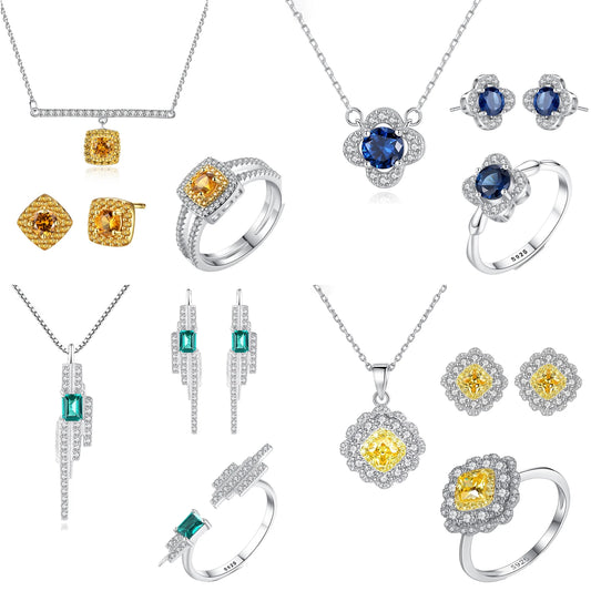 sterling silver jewelry - 925 Silver Ring Necklace Earring SLZ0002SET-TLTZ024-7 open view
