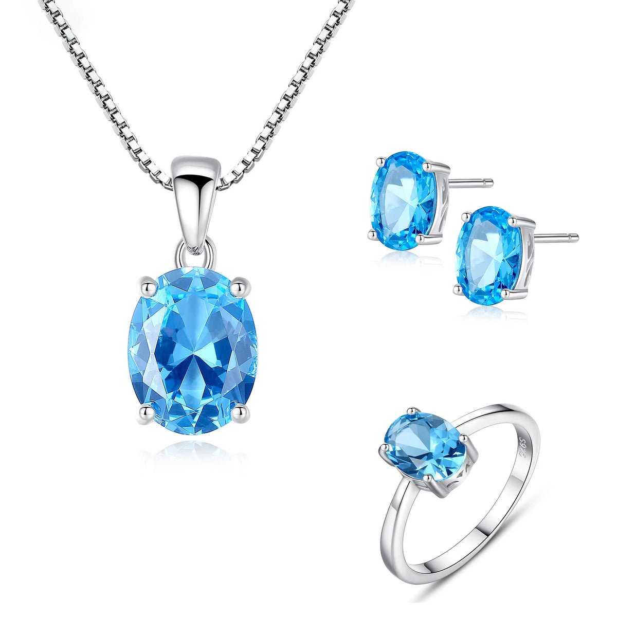 sterling silver jewelry - 925 Silver White Ring Necklace Earring SLZ0005SET-TLTZ032-6 product view 16