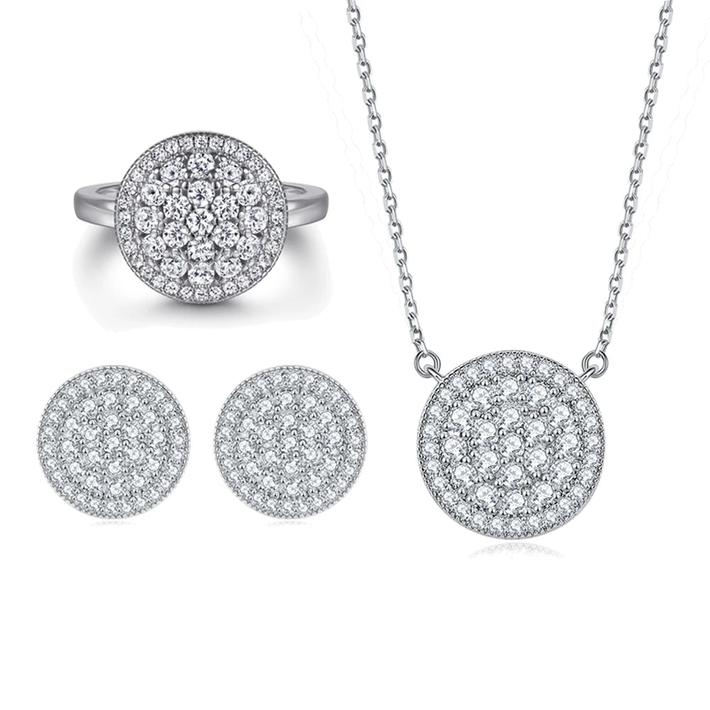 sterling silver jewelry - 925 Silver White Ring Necklace Earring SLZ0005SET-TLTZ032-6 product view 21