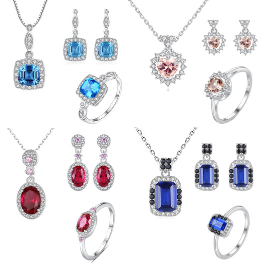 sterling silver jewelry - 925 Silver Ring Necklace Earring SLZ0004SET-SS-JS07-7 open view