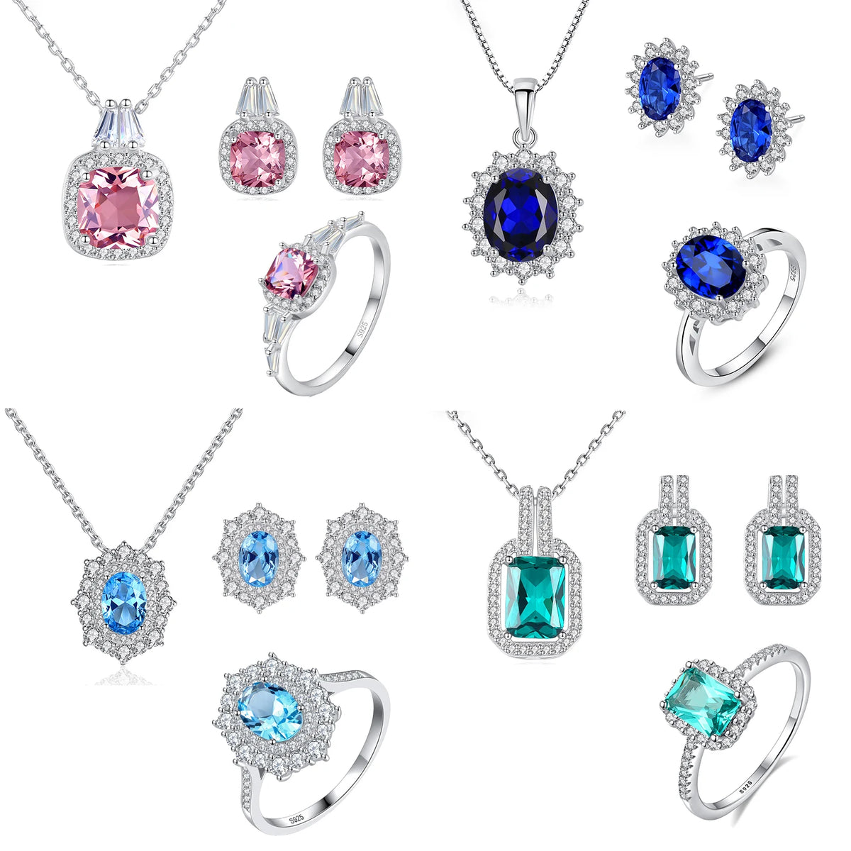 sterling silver jewelry - 925 Silver Ring Necklace Earring SLZ0004SET-SS-JS07-7 side view