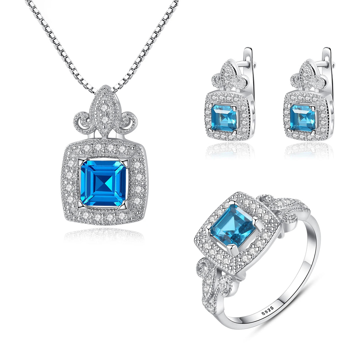 sterling silver jewelry - Ring Necklace Earring SLZ0001SET-TLTZ075-7 product view 25