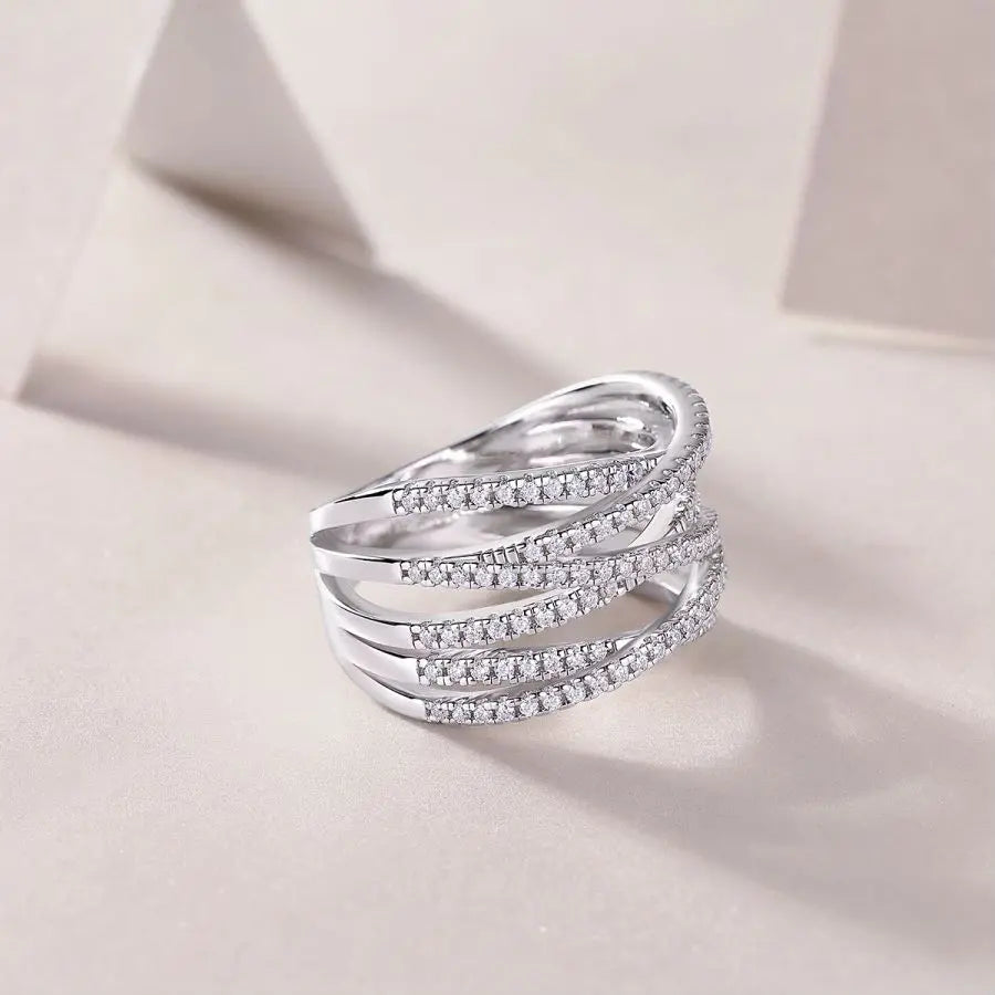 sterling silver jewelry - 925 Silver Ring SLM0098R-White-6 side view