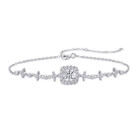 sterling silver jewelry - 925 Silver Necklace Bracelet SLM0011B-White front view