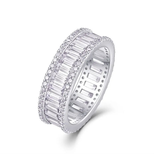 sterling silver jewelry - Silver White Ring SLM0104R-White-6 front view