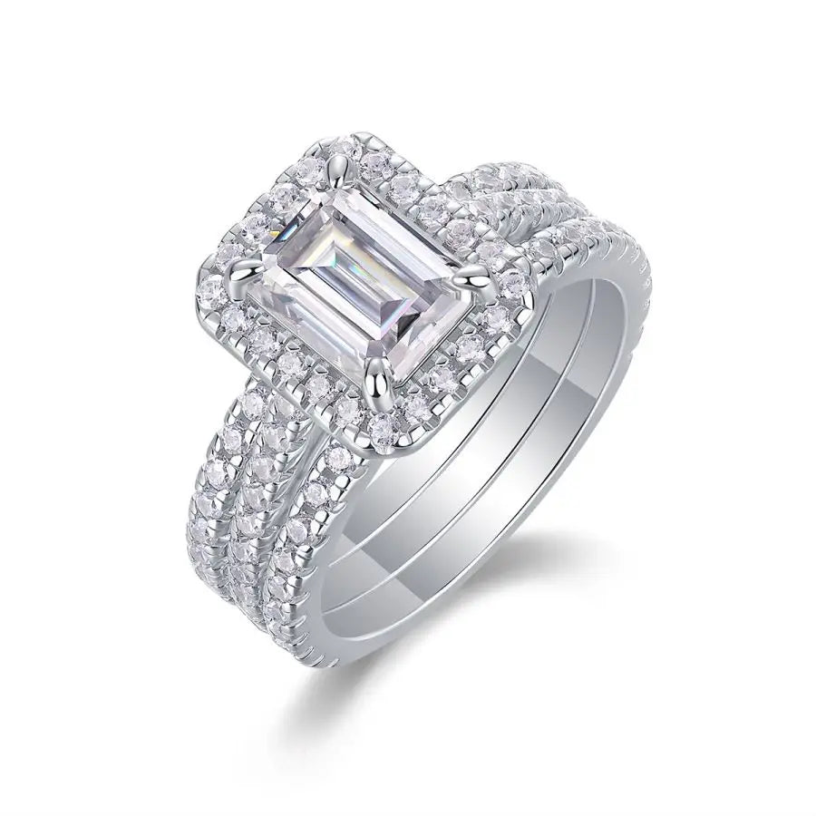 sterling silver jewelry - 925 Silver Ring SLM0105R-White-6 front view