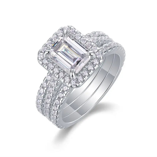 sterling silver jewelry - 925 Silver Ring SLM0105R-White-6 front view