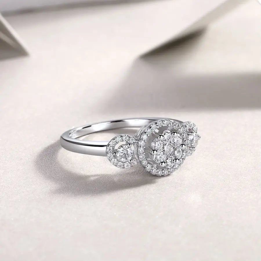sterling silver jewelry - 925 Gold Silver Rings SLM0111R-White-6 detail view